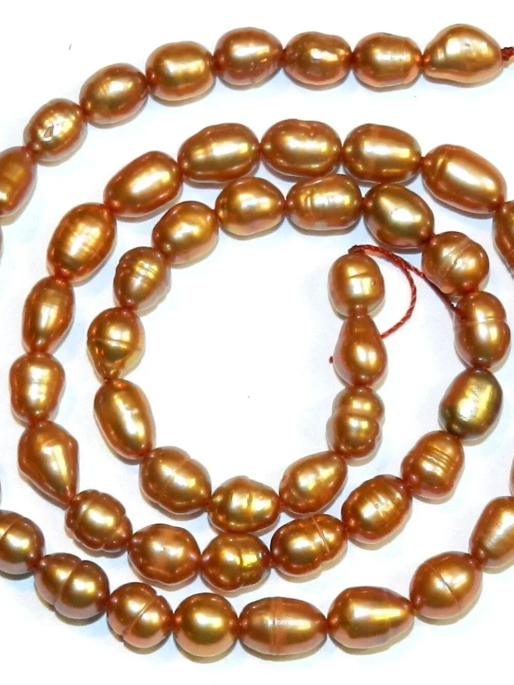 Light Coppery Brown 8mm Cultured Freshwater Rice Pearl Beads 16